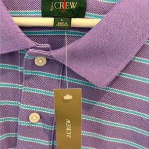 NWT- J. Crew Purple and Blue Polo Shirt Classic Stripes